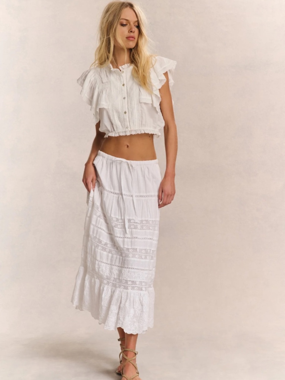 NWT Love Shack Fancy Donna Midi Skirt
